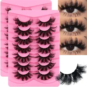 14Pairs/2Pack Fluffy Mink Lashes Eyelashes Thick Long Faux Mink Eyelashes Long Lasting Dramatic Volume lashes Extension Eyelash Extensions