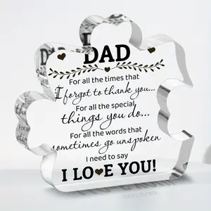 Acrylic Puzzle Shaped Plaque, Creative Letter Pattern Ornament, Birthday Gift for Dad, Unique Gift for Dad, Home Decor, Signs, Wall Art Sign, Plaque Decorations