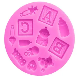 Baby Shower Fondant & Chocolate Mold – ABC Blocks, Bottles & Teddy Bear