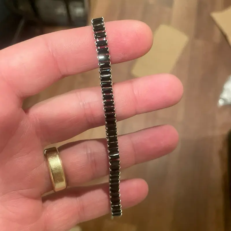 Mama - 7” 925 Sterling Silver BLACK Emerald Cut Moissanite Bracelet