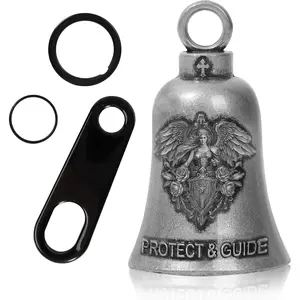 Guardian Bell  for Bikers, Guardian Angel Gremlin Bells with 2 Key Chain Ring for Luck Riding,  Rider Accessories