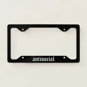 Antisocial Black Funny License Plate Frame, Gift for Grandpa