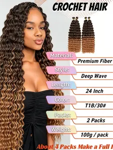 Ocean Wave Crochet Hair Deep Wave Braiding Hair Curly Wavy Hair for Boho Braids Synthetic Hair Extensions for Black Women