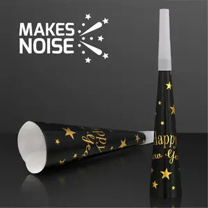 212 MAIN Non-Light Up Paper Horn Holiday Noisemaker - Pack of 6, Party & New Year's Eve Celebration Accessory, Pet & Farm Animal/Poultry Toy Gift, New Years Eve