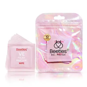 Beetles Nail Polish Remover Pads - Nail Scrubbers 2-in-1 Prep & Lacquer Remover Nail Wipes - Travel-Friendly Fingernail Polish Remover with vitamin E