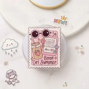Book Girl Summer Phone Grip Holder, Cute Pink Summer Reading Phone Stand, BookTok Beach Reader Gift for Women Girls