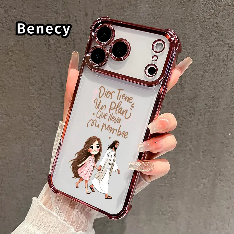 Faith Plan Pattern Silicone Phone Case for iPhone 17 Pro Max,16,15 Plus,14,13,12,11,E - 4-Corner Air Cushion, Shock-Absorbing Smartphone Protector, Durable for Daily Use, Handheld Accessory for Women