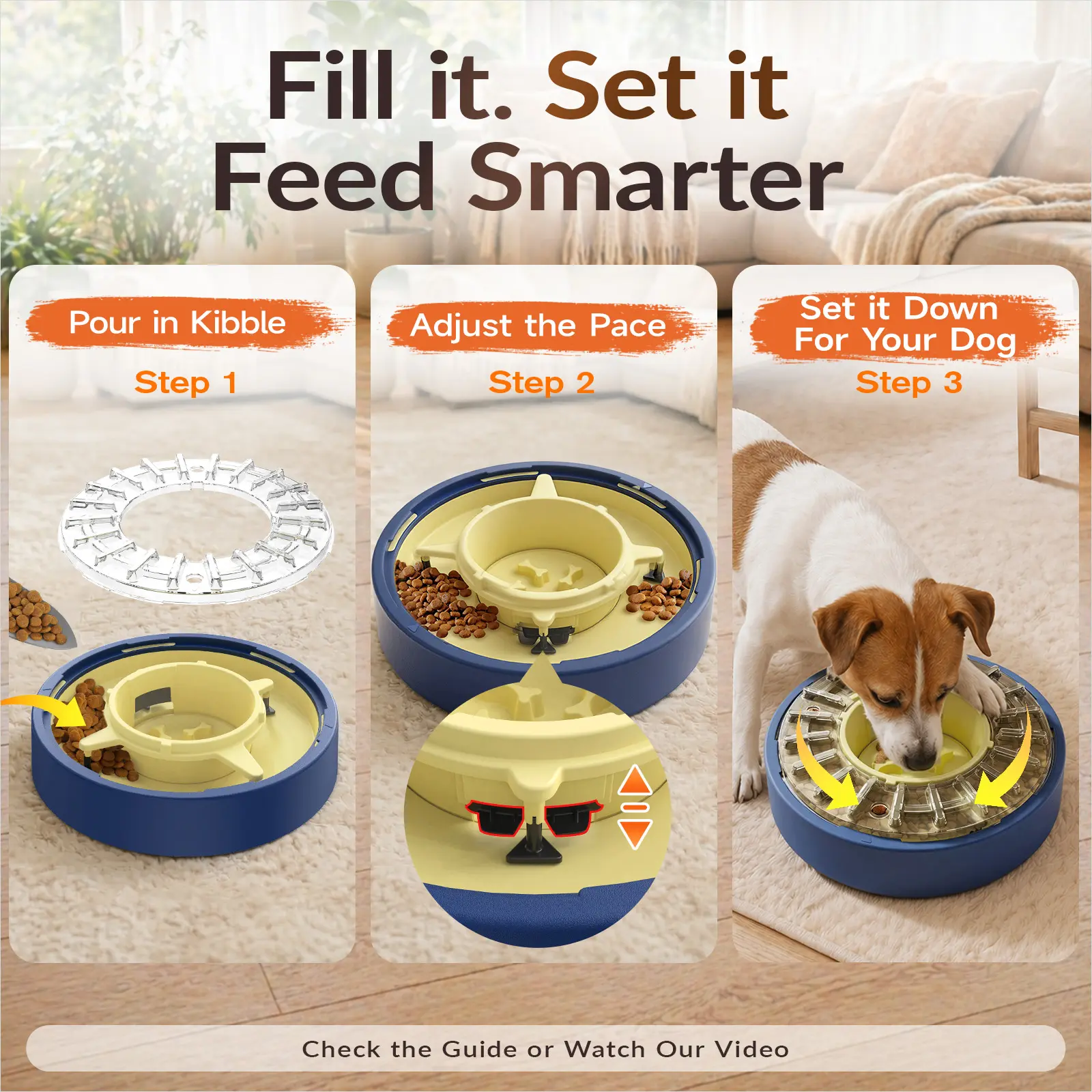 KADTC 5-60 Min Adjustable Slow Feeder Bowl for Fast Eaters