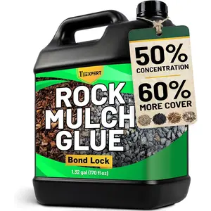 Mulch Glue for Landscaping, Rock Glue, Pea Gravel Binder Concentrate 170oz, Heavy Duty Outdoor Stone Adhesive for Slope, Between Paver, Flower Bed,  Dry Mulch Anchor Safe for  Pets