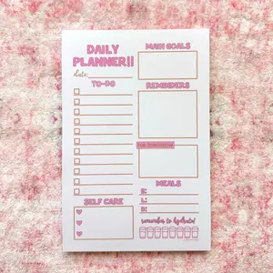 PINK MOCHA DAILY PLANNER NOTEPAD BY PEACHCREAMPRINTS