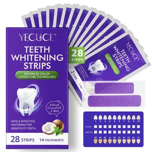 YECUCE Purple Teeth Strips 1 Box – Mint Fresh, Stain Removal, and Brightening. The Purple Tint Neutralizes Yellow Undertones, Visibly Reducing Surface Discoloration for a Brighter Smile. Safe for Daily Use. Travel-Friendly Packaging. Perfect for Coffee