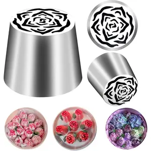 Extra Large Russian Piping Tip Food Grade Stainless Steel Seamless Flower Frosting Nozzles For Cakes Decorating, Buttercream Flowers,Dishwasher Safe SL58