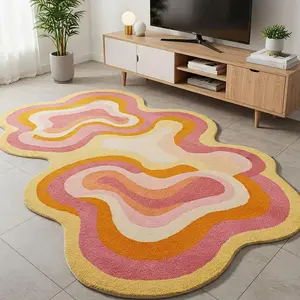 Irregular Geometric Line Pattern Floor Mat, 1 Count Non-slip Soft Floor Carpet, Decorative Area Rug for Home Living Room Bedroom, Abstract Rugs, Modern Abstract Rug, Contemporary Rugs