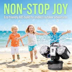 Double Head Remote Control Bubble Machine, Rechargeable with RGB Lights, 360° Rotation, Kids Party Gift, Includes Bubble Solution