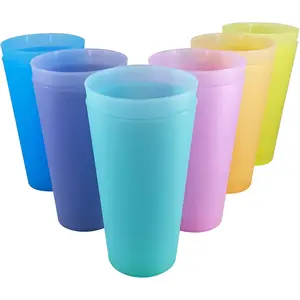 32 oz Large Plastic Cups, Unbreakable Drinking Cups set of 12,  Dishwasher Safe Big Tumbler sets,   Cup set for Kitchen Outdoor