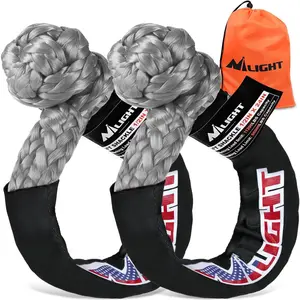 Nilight 2PCS Synthetic Soft Shackles 1/2 Inch x 24 Inch 56,000 LBS Breaking Strength with Extra Sleeves Heavy Duty   Rope for Sailing SUV Off-Road Towing ATV UTV Trucks 4x4 (Gray)