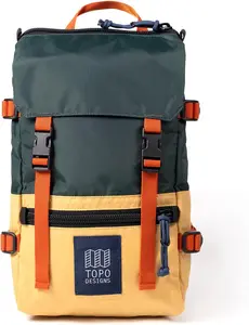 Rover Pack Mini - Small Sized Daypack for EDC, Day Trips, Hikes, Iconic Denver Design, Fair Trade (Forest/Goldenrod)