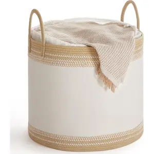 Laundry Hamper 90L, Laundry Basket with Handles, Laundry Bag with Lid, Cotton Rope, Drawstring, for Clothes, Blankets, Living Room, Bedroom, Camel Brown URLH090K01