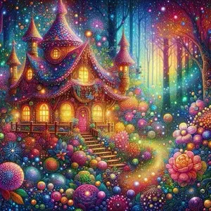 5D DIY Full Drill Diamond Painting - Diamond Painting Kit Dream Cottage Mosaic Canvas DIY Wall Art, Home Wall Decoration, Suitable for Halloween, Christmas, Birthday, and Anniversary Gifts