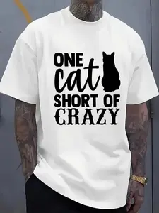 Men'S Graphic T-Shirts Featuring a Crazy Cat Design, Perfect for Summer Outings And Casual Wear During The Week Or on Weekends.Ideal for Outdoor Activities in Spring And Summer, Plus Size
