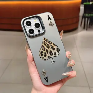 A leopard print Ace of Spades pattern phone case, anti-slip and shockproof, suitable for iPhone 17 AIR 17/16/15/14/13/12/11/8/7 PRO PRO MAX X XS XR PLUS, an ideal gift for friends and family, CYK295