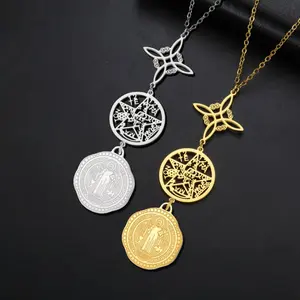 St. Benedict Pentagram Witch Knot Necklace Multiple Saint Benedict Necklace Stainless Steel Tetragrammaton Religious Jewelry