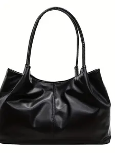 Women's Large Capacity Zipper Tote Bag for Lipstick & Phone Storage, Shoulder Strap Handbag, Simple Design, Ideal Gift, Fashionable Carryall