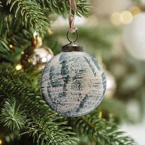 Slate Brushed Glass Hanging Ornament