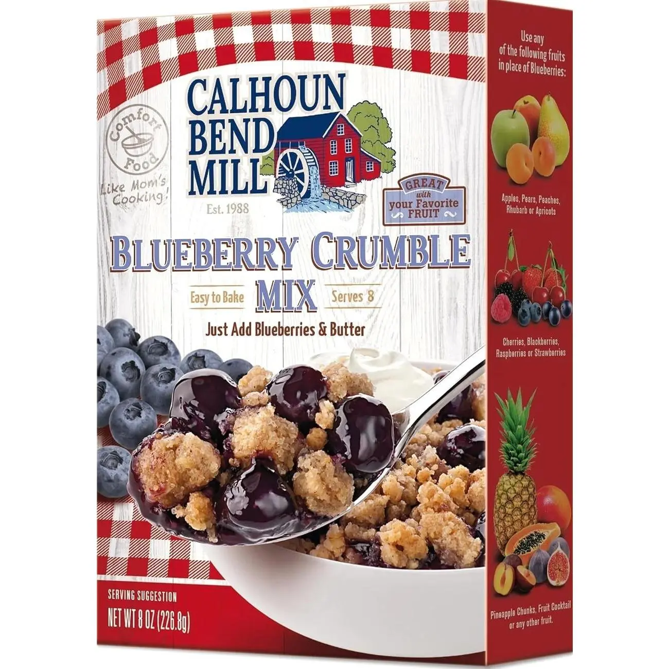 Calhoun Bend Mill Blueberry Crumble Mix | Delicious Easy to Make Crumble Dessert | Perfect for Blueberries or Your Favorite Fruits | Classic Dessert | Ideal for Baking Enthusiasts - 8 Oz (Pack of 1)