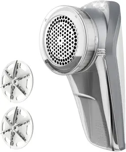 Fabric Shaver and Lint Remover, Battery Operated Portable Lint Shaver with LED Lights, 2 Replaceable 6-Leaf Blades, Cream/Gray