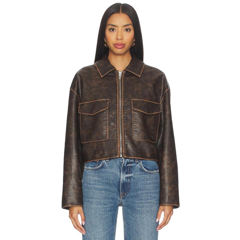 BLANKNYC Cropped Bomber in Caffeine Rush