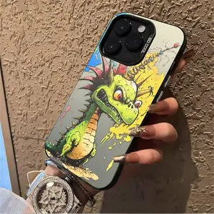 Charmander painting 1 Count Anti-fall Fully Edged Mobile Phone Case, Shockproof Phone Cases for iPhone XR 11 12 13 14 15 Pro Max Screen Protector Black Fall Cute Monkey Design Phone Case-SCDW-3