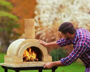 GIRtech BRAVO Wood Burning Pizza Oven for Outdoor Cooking - FULLY DIY KIT with Firebrick Set, Refractory Glue, Trowel, Gloves, Cover, Steel Gate & Assembly Instructions