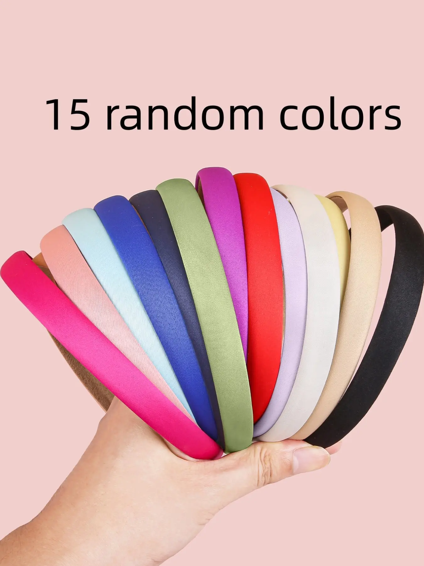 15 Piece Random Color Girl Plain Fabric Headband, Chic Headbands, Hairbands, Fashion Headband, Elegant Stretch Fit, All Seasons Hair Accessory, Summer Holiday Headbands, Daily Use Hair Decoration