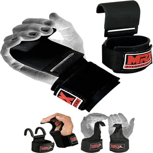 MRX Weight Lifting Hooks for Men & Women Thick Wrist Padding Weight Lifting Grips for Powerlifting, Shrugs, Rows & Deadlift Support