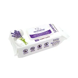 Best Pet Supplies Calming Grooming Wipes for Dogs & Cats 100 Count - Lavender-Scented Moisturizing Pet Wipes, Gentle on Skin, Deodorizing, Quick Clean for Paws Body Face Ears - Hypoallergenic Formula