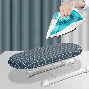 Portable Mini Desktop Ironing Board with Anti-Slip Foldable Legs - Heat-resistant Mat, Space-saving Foldable Design, Ideal for Sewing, Handcraft, Laundry Room, Dorm and Home, 10.2x4.3x3.1 Inches, Durable Plastic Frame, Sewing Ironing Board