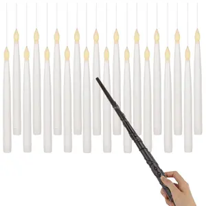 Flameless Floating Candle with Magic Wand Remote Timer, Battery Operated Hanging Window Candle, Flickering LED Electric Candle for Home Decor, Novelty Lighting