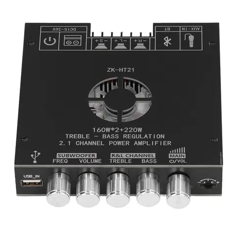 BT Amplifier Board,  2.1 Channel Treble Bass Regulation 160W x 2+220W Subwoofer Stereo Mini Audio Power Amplifier Module TDA7498E HiFi Chips,BT USB AUX Input DC 15-36V for DIY Home Speakers, Signal Amplifier