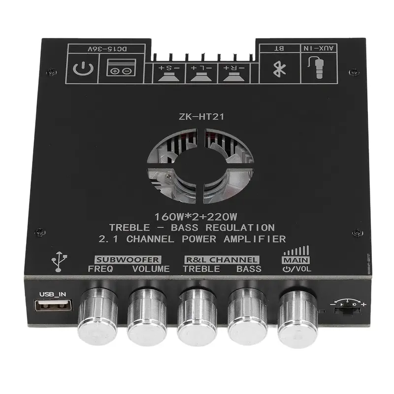 BT Amplifier Board, 2.1 Channel Treble Bass Regulation 160W x 2+220W Subwoofer Stereo Mini Audio Power Amplifier Module TDA7498E HiFi Chips,BT USB AUX Input DC 15-36V for DIY Home Speakers, Signal Amplifier