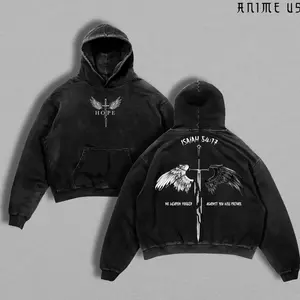 Isaiah 54:17 Bible Verse Hoodie Washed, No Weapon Formed Christian Hoodie, Sword and Angel Wings Faith Streetwear Graphic Pullover, HOPE Jesus Apparel Church Outfit RXB