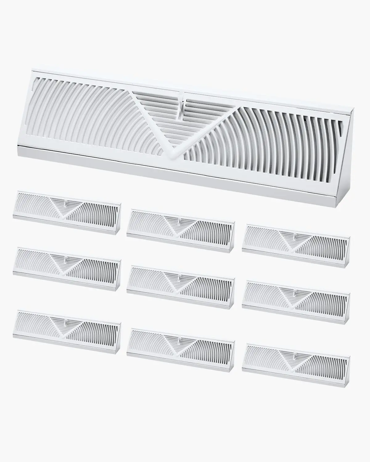【toolupgrade】VEVOR 10-Piece Set 18x4.53" Floor Registers, Heavy-Duty Walkable Iron Baseboards with 18-Inch Vent Openings, 2.68 Inches Height, Rustproof Anti-Peeling Detachable Indoor Air Vents with Adjustable Metal Damper, White for Home