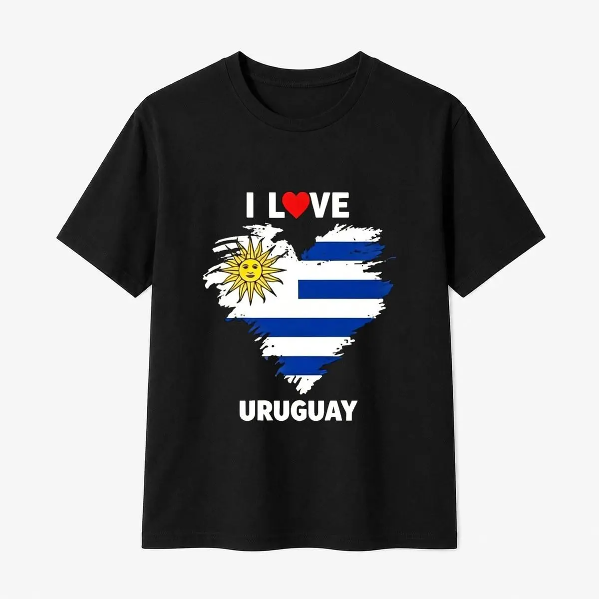 100% Cotton Women's Proud Uruguayan Heart Flag T-Shirt Celebrate Uruguay with Love and Patriotism Casual Cotton Tee