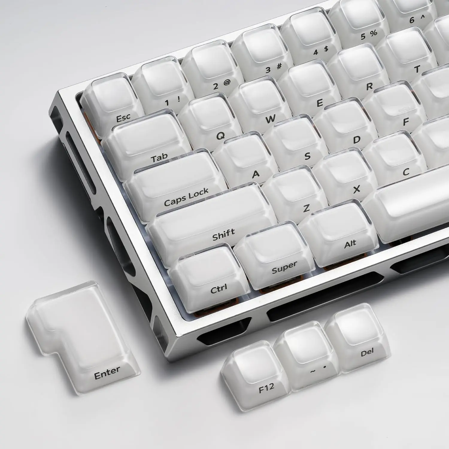 Crystal Jelly 2.0 Keycaps, Side Engraved Magnetic Mechanical Keyboard Keycaps, Thick PC Material, Mda Height, Compatible with Wooting, Keycap Set