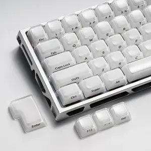 Crystal Jelly 2.0 Keycaps, Side Engraved Magnetic Mechanical Keyboard Keycaps, Thick PC Material, Mda Height, Compatible with Wooting