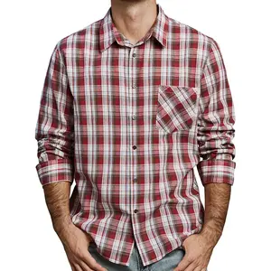 Long Sleeve Shirts for Men Plaid Button Down Shirt Mens Casual Cotton Button Up Pocket Shirt