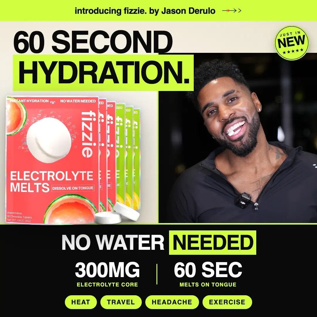 Fizzie Electrolyte Melts By Jason Derulo - Variety 2 Pack - Dissolving Electrolyte Tablets For Hydration - Natural, Sugar-Free Hydration Supplement - 1x Watermelon, 1x Lemon Lime (20 Servings)