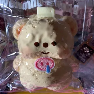 Taba Bear Squishy Coffee Latte with Reinforcement Bag & Charm Adorable Stress Relief Toy for Gifts and Personal Enjoyment Includes DIY Pen and Mini Squishy