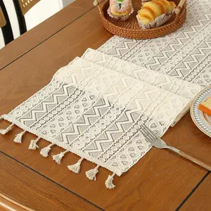 Boho Style Lace Table Runner, Vintage Tablecloth, Table Decoration Supplies for Home Kitchen Dining Room, Vanity Decor Accessories
