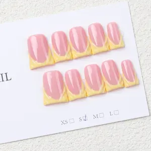 10-Piece Y2K Duckbill French False Nails Set, Reusable Handmade Fake Nails, 3D Thread Design, Perfect for Daily Wear, Parties, Holidays